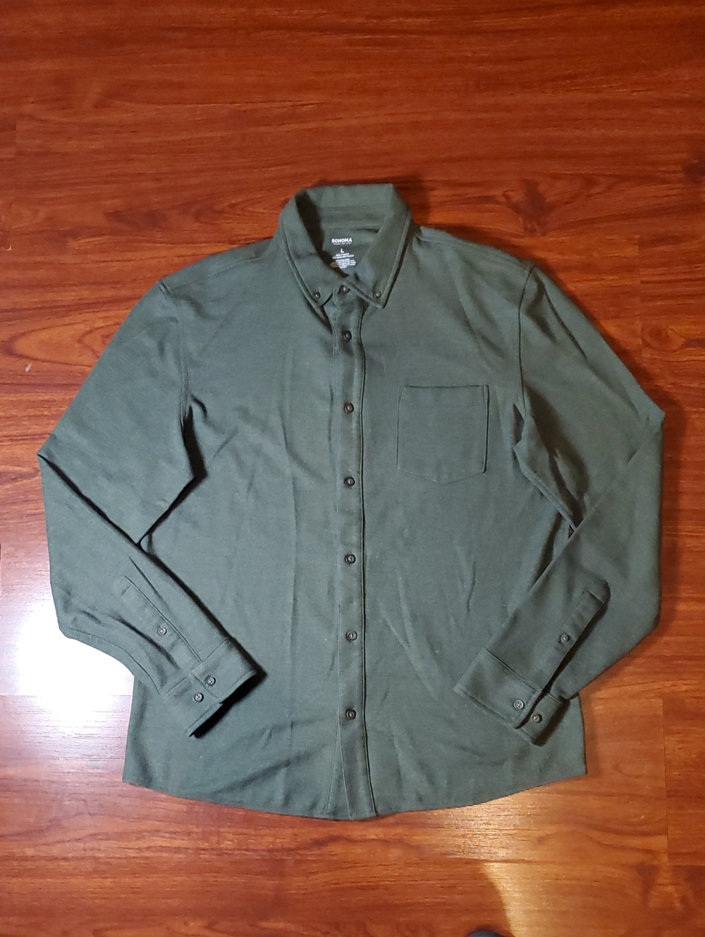 Sonoma Olive Green Long-Sleeve Button-Down Shirt